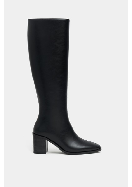 Isabella Siyah Mat Sivri Burun Topuklu Kadın Çizme modelleri