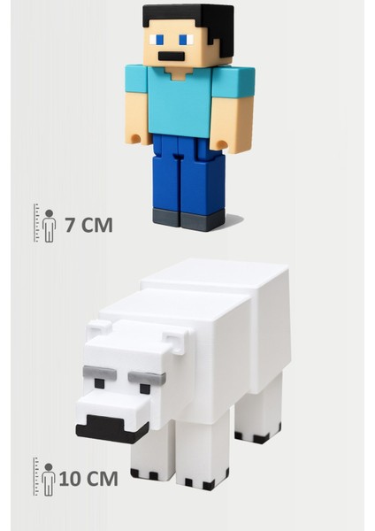 Minecraft Steve ve Ayı Bear Set Hareketli Eklemli Figür