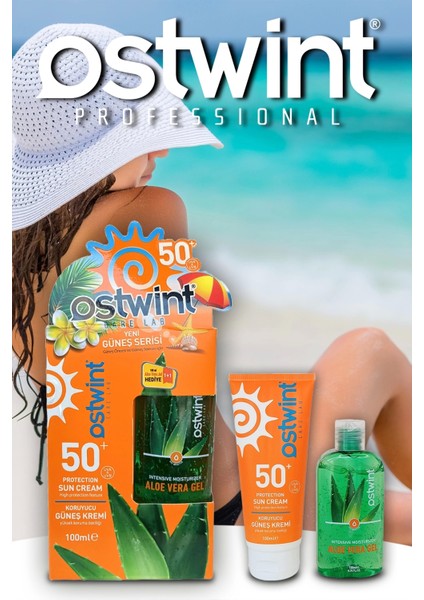 Güneş Kremi ve Yoğun Nemlendirici Aloe Vera Jel Set, E Vitaminli, Spf 50 Yüksek Koruma, 100ML 100ML