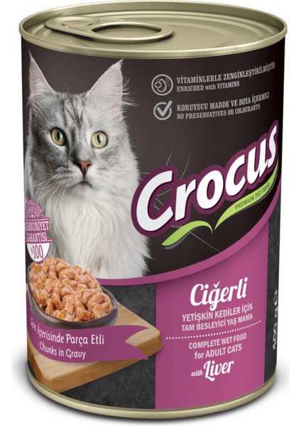 Techmrt Crocus Yetişkin Kedi Ciğerli Yaş Mama 400 gr x 4 Adet
