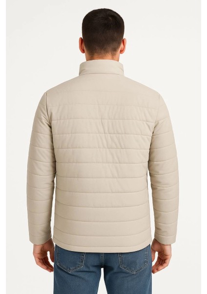 Erkek Bomber Mont Ceket - Su Itici Kumaş, Kapitone Astarlı, Fermuarlı, Kışlık - Bej fiyatları