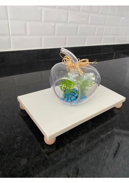 2'li Bambu Kapaklı Yağdanlık - Sirkelik & Porselen Sunumluk Seti