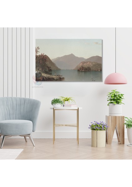 Kanvas Yatay Duvar Tablosu Kanvas Vintage Dag Gol Manzarasi Ev Ofis Salon Modern Duvar Tablosu modelleri