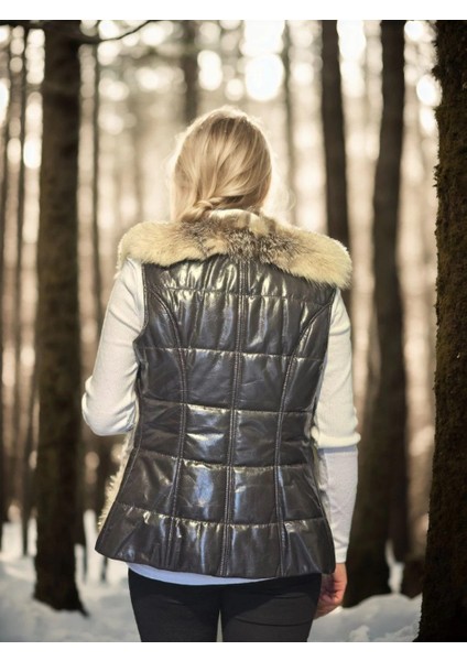 Kadın Kolsuz Hakiki Yelek - Fuşya fiyatları