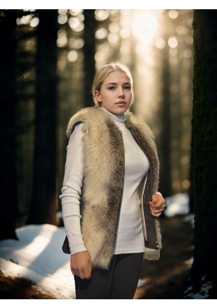 Kadın Kolsuz Hakiki Yelek - Fuşya modelleri