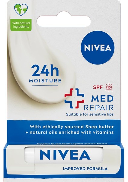 Nıvea Med Repair Dudak Bakım Kremi, 24 Saat Nem,doğal Yağlar ile Çatlamış Dudak Bakım,spf 15 (4,8 Ml) modelleri