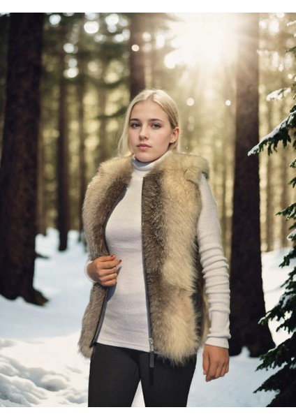 Kadın Kolsuz Hakiki Yelek - Fuşya fırsatları