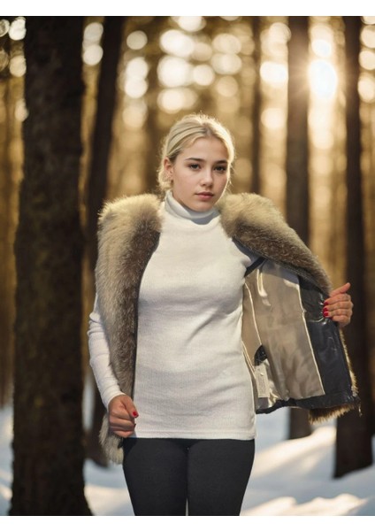 Kadın Kolsuz Hakiki Yelek - Fuşya indirimleri