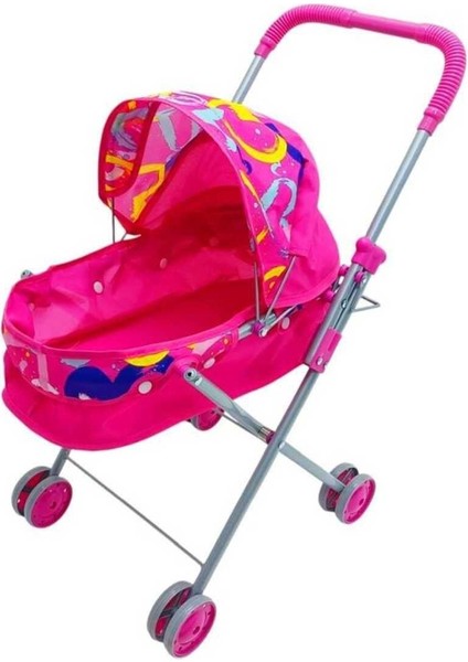 Seçtim Aldım Vardem Bebek Arabası Beşikli FL6068-F Metal Katlanabilir Puset Pembe Kalpli 4 Teker 3+