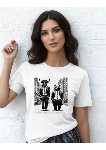 Devısso Traders Bull & Bear Wallstreet - Traders, Borsaci Kadın Beyazt-Shirt