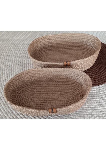 Dekoratif 2 Adet Oval Sepet 15*25CM Altın Kahve Ev Banyo Jüt Çok Amaçlı Düzenleyici Organizer