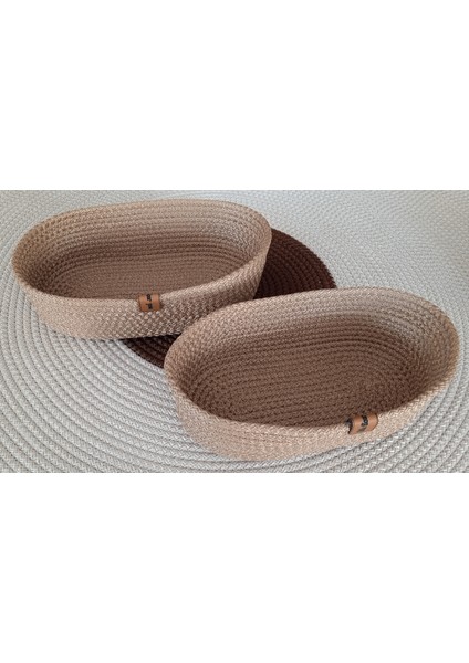 Dekoratif 2 Adet Oval Sepet 15*25CM Altın Kahve Ev Banyo Jüt Çok Amaçlı Düzenleyici Organizer fiyatları