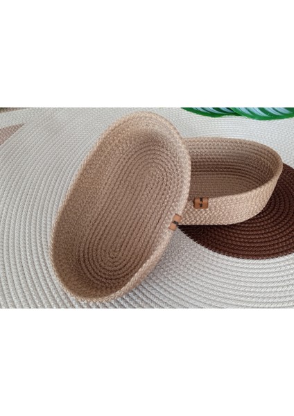 Dekoratif 2 Adet Oval Sepet 15*25CM Altın Kahve Ev Banyo Jüt Çok Amaçlı Düzenleyici Organizer modelleri