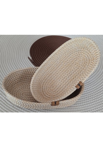 Dekoratif 2 Adet Oval Sepet 15*25CM Altın Kahve Ev Banyo Jüt Çok Amaçlı Düzenleyici Organizer fırsatları
