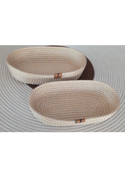 Dekoratif 2 Adet Oval Sepet 15*25CM Altın Kahve Ev Banyo Jüt Çok Amaçlı Düzenleyici Organizer indirimleri