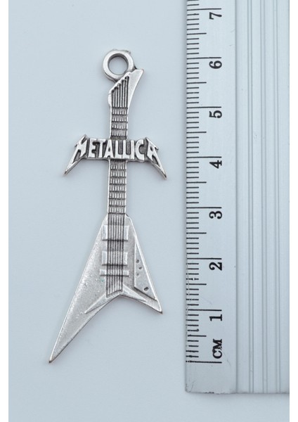 Metallica Elektro Gitar Gümüş Kaplama Deri İp Kolye modelleri