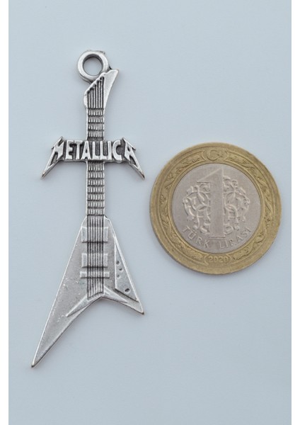 Metallica Elektro Gitar Gümüş Kaplama Deri İp Kolye fırsatları