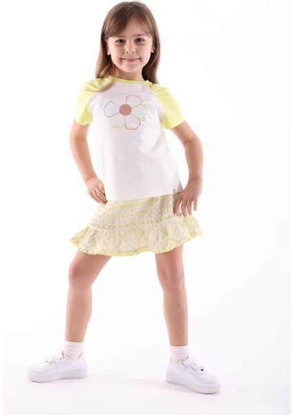 Recycle Özel Dokuma Sarı Yazlık Kız Çocuk Etek