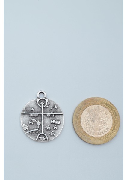 Kam - Şaman Davulu Gümüş Kaplama Deri İp Kolye fırsatları