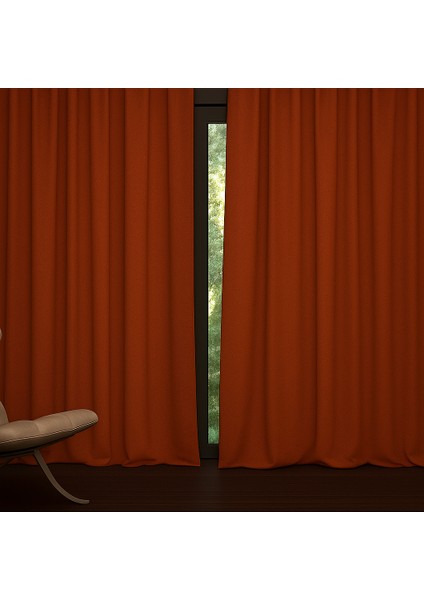 Kiremit Rengi Işık Geçirmez Termal Blackout Karartma Saten Perde Enxboy modelleri