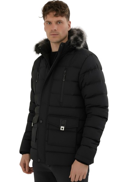 Erkek Siyah Erkek Outdoor Su Geçirmez Kapüşonlu Kışlık Kaban – Rüzgar ve Yağmura Dayanıklı Mont&kaban modelleri