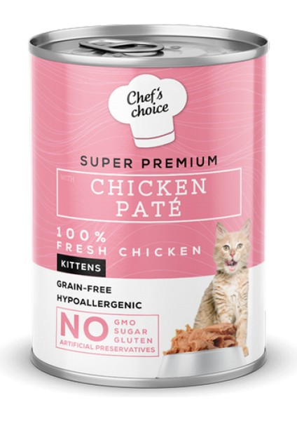 Techmrt Chefs Choice 400 gr x 12 Adet Yavru Kediler Için, Tahılsız, Hipoalerjenik, Tavuk Etli Ezme