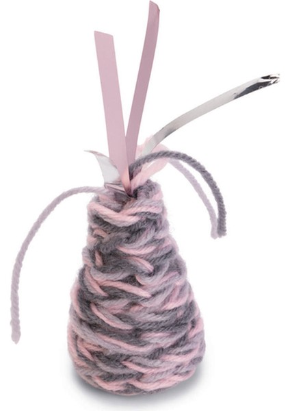 Techmrt Beeztees Kedi Oyuncağı, Koni, Yün ve Kurdela, Pembe ve Gri, 7X4X3CM
