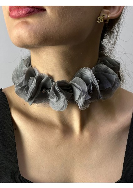 Bağlama Tüllü Boncuklu Kadın Kolye