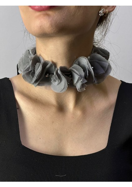 Bağlama Tüllü Boncuklu Kadın Kolye modelleri