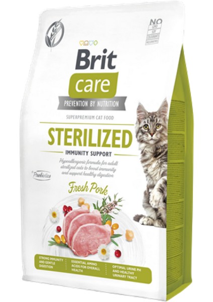 Techmrt Brit Care 2 kg Kısırlaştırılmış Kediler Için, Tahılsız, Hipoalerjenik, Domuz Etli Kuru Mama