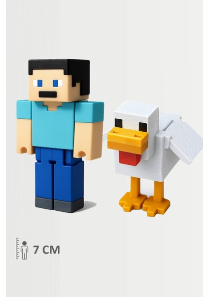 Minecraft Steve ve Chicken Tavuk Set Hareketli Eklemli Figür
