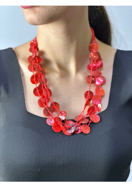 Sedef Taşlı Tasarım Kadın Kolye 25 cm