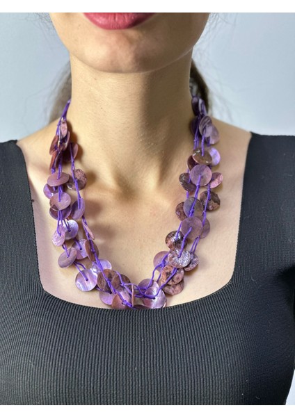 Sedef Taşlı Tasarım Kadın Kolye 25 cm