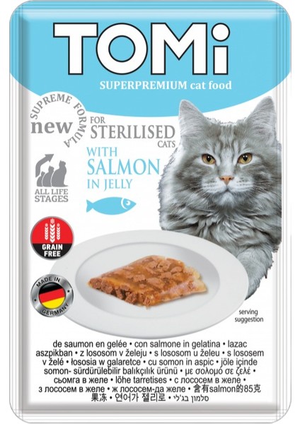 Techmrt Tomi Kedi Kısırlaştırılmış Somon ve Yumurta Tahılsız Pouch Mama 85GR