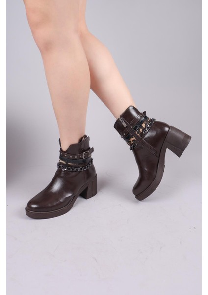 CLARK Leopar Desenli Aksesuarlı Topuklu Bot KAHVERENGİ modelleri