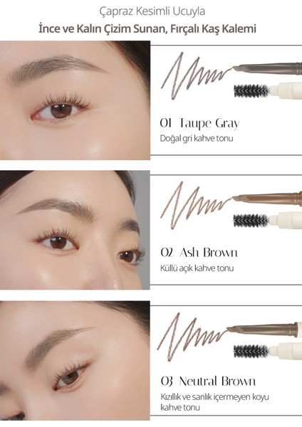 Ince ve Kalın Çizim Sunan, Fırçalı Kaş Kalemi Clıo Sharp So Simple Brow Pencil (03 Neutral Brown) fiyatları