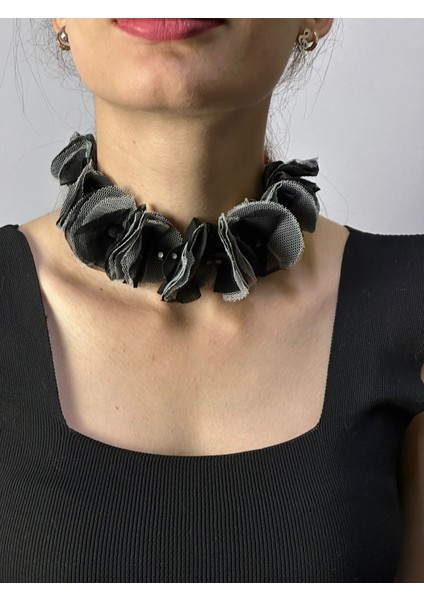 Bağlama Tüllü Boncuklu Kadın Kolye