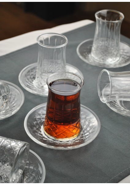 12 Parça 6 Kişilik Cam Çay Seti Çay Bardağı Takımı - Venedik fiyatları