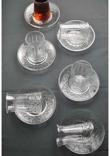 12 Parça 6 Kişilik Cam Çay Seti Çay Bardağı Takımı - Venedik fırsatları