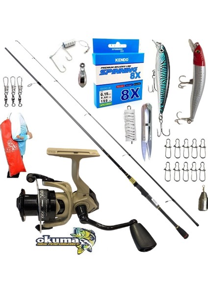 Okuma Outrax 3000 274CM 10-35GR Daiwa Rs Karbon Rapala Maket Balık Spin Olta Takımı Seti