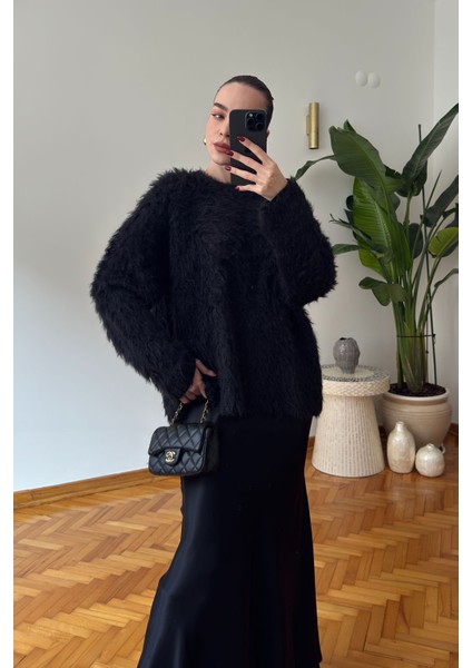 Premium Bisiklet Yaka Sakallı Kazak- Siyah modelleri