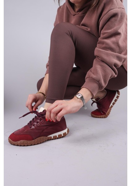 HİMARA Süet-Cilt Garnili Spor Ayakkabı BORDO fiyatları