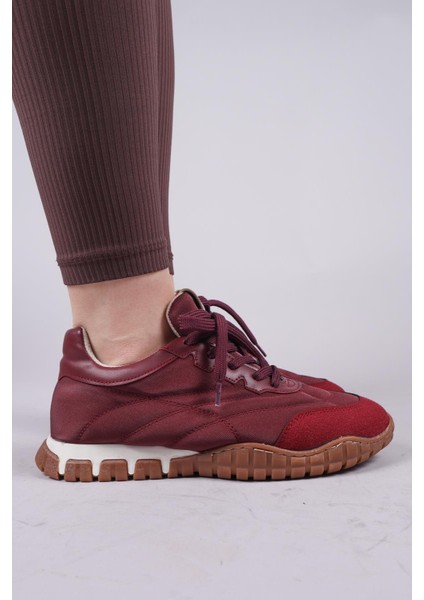 HİMARA Süet-Cilt Garnili Spor Ayakkabı BORDO fırsatları