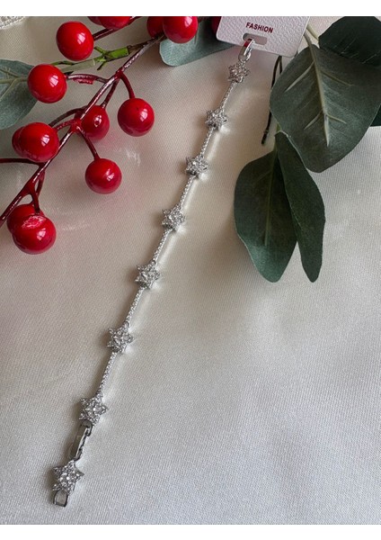 14K Altın Kaplama Zirkon Taşlı Bileklik Ervalina Xuping Star-Gümüş Renkli Parlak Bileklik