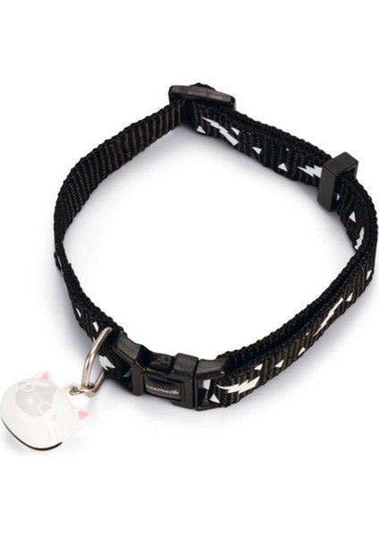 Techmrt Beeztees Kedi Boyun Tasması, Zilli, Siyah, 20-30CM