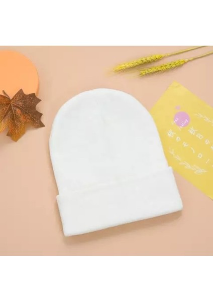 Katlamalı Basic Tiriko Bayan Beresi Beyaz Bere