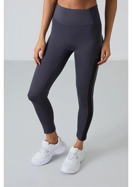 Antrasit Polyester Esnek Standart Fit Performans Kadın Tayt Takım 95332 indirimleri