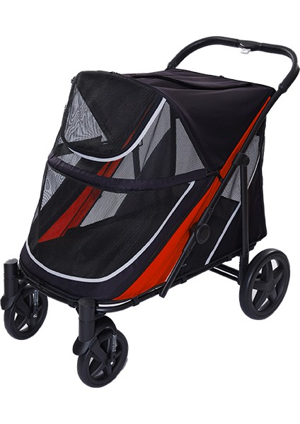 Techmrt Eurodog Katlanabilir Köpek Arabası Siyah Kırmızı 112X65X100 cm