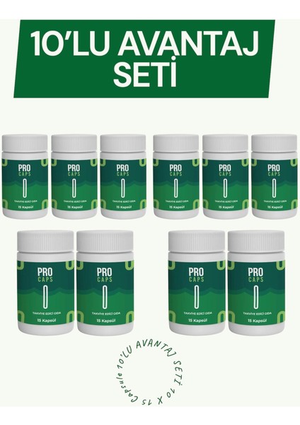 Caps 10 Kutu x 15 Kapsül Takviye Edici Gıda Procaps Detox Için Çay Hediyesiyle