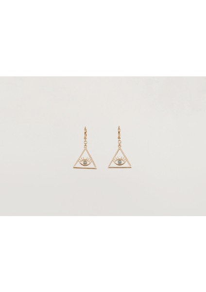 18K Rose Gold Plated Trieye Drop Küpe
